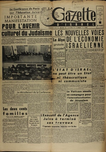 La Gazette d'Israël. 30 novembre 1950  N°243